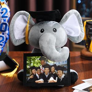 Geelin 10'' 2025 Graduation Elephant Plush with Picture Frame for 4'' x 6'' Photo Cap Tassel Kids Graduation Gifts Stuffed Elephant for Granddaughter Son Girls Boys Preschool Kindergarten School