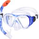 Kids Snorkel Set, Children Anti-Fog Diving Mask Swimming Goggles Dry Top Snorkel Equipment Snorkeling Packages Swimming Gear for Youth Boys Girls Age 5-10