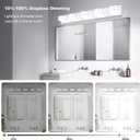 3 Color Temperature Dimmable Bathroom Light Fixtures over Mirror, LED Chrome 5 Light Vanity Lighting Fixtures, Acrylic Stainless Steel Square Shade Vanity Lights for Bathroom, ETL Certificated