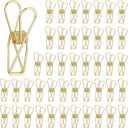 Sabary 50 Pieces Gold Paper Office Binder Clips Small Metal Wire Hollow Out Multi Purpose Utility Clips for Bill Invoice Home Kitchen Outdoor Travel Office