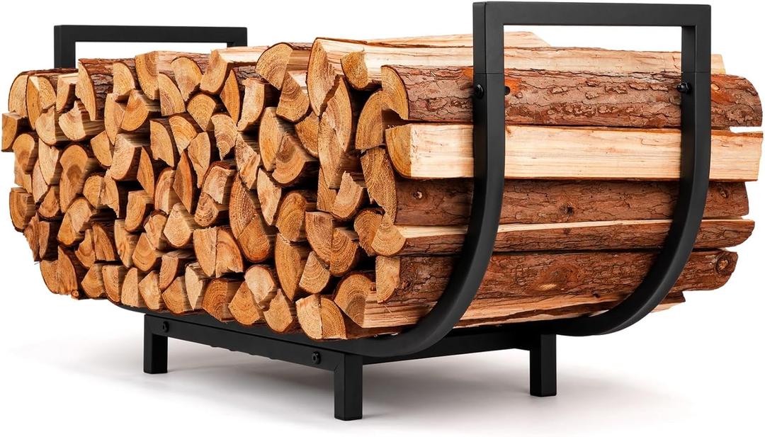 34in Firewood Rack Outdoor Indoor - Heavy Duty Firewood Holder Storage with 400lbs Load Capacity Durable Log Holder Keep Firewood Organized Space Saving