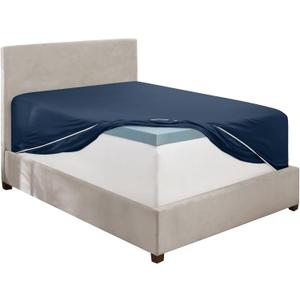 Hearth & Harbor Extra Deep Pocket Full Fitted Sheet, Navy Full Size, 1800 Microfiber, Ultra Soft Fits Up to 24 Inch Mattress