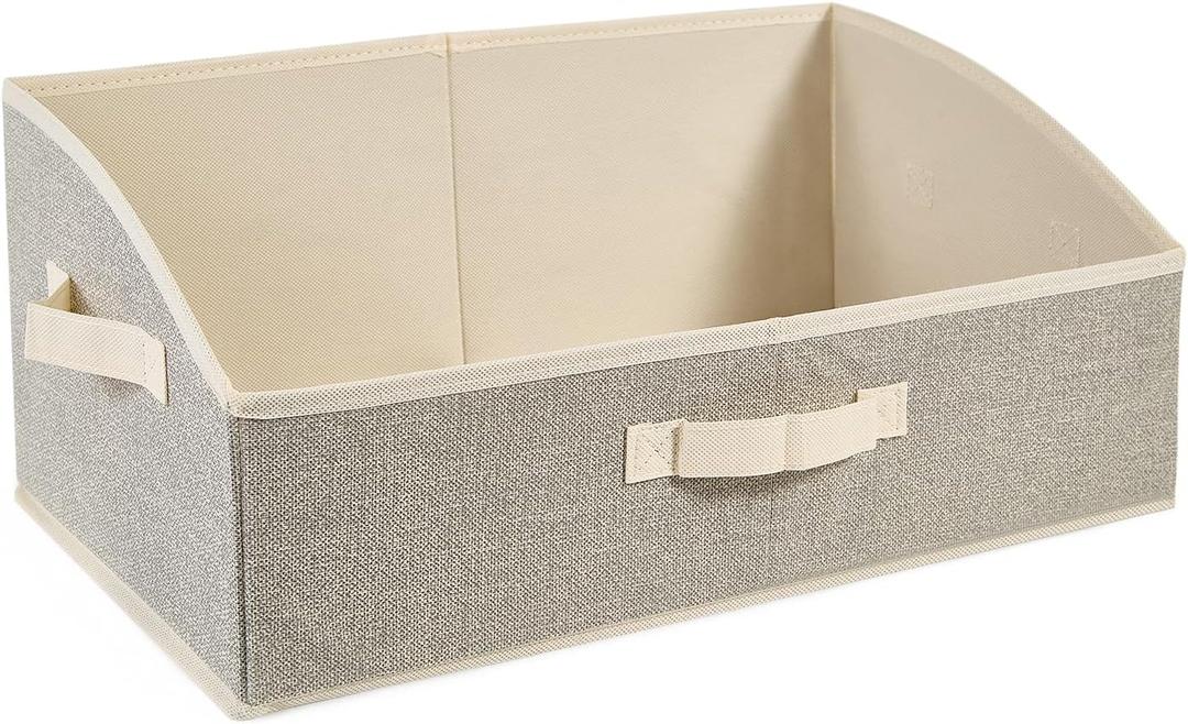 DAYARD Fabric Bins [1-Pack], Trapezoid Storage Bins with Handles, Foldable Baskets Storage Boxes for Shelves, Closet, Bookshelf, Organizer Containers, 20 x 11 x 8 inch Beige