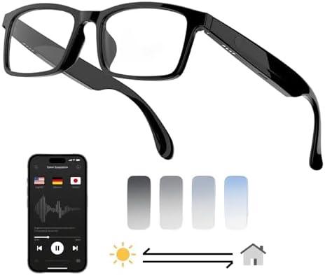 MNVOEQ AI Smart Bluetooth Translator Glasses,Support 140+Languages Translation&Bluetooth Connection for Men and Women Travelling/Business/Sports