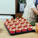 Foil Cupcake Liners with Dome Lids 100Pack,Free-Air 3.5Oz Cups for Baking,Disposable Ramekins Muffin Tins Cupcake Wrappers, with Spoons-Red in gold