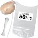 Poultry Shrink Bags, chicken bag, 50Pack 13x18 Inches Clear Poultry Heat Shrink Wrap Freezer With 50 Zip Ties, a Silicone Straw for Chickens, Rabbits