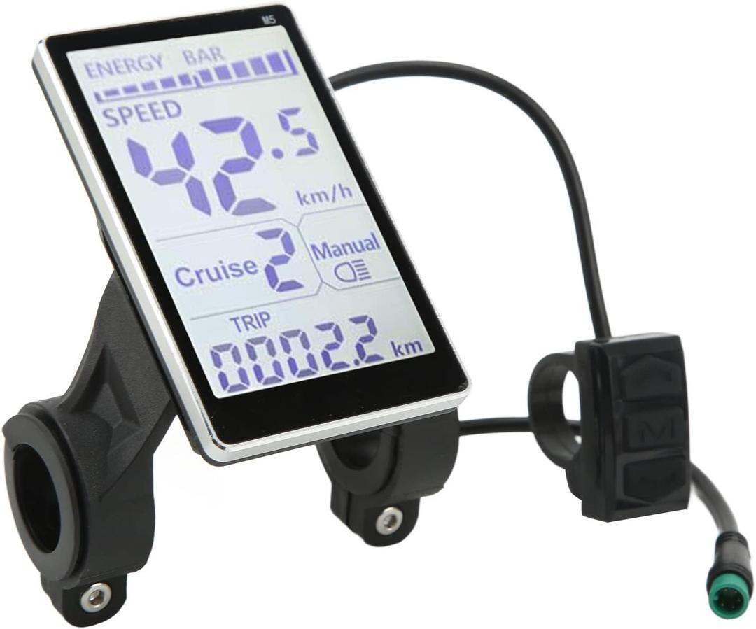 Electric LCD Display, 24V 36V 48V 60V E Display Meter Control Panel, E Scooter M5 LCD Panel Screen for 31.8 22.2mm Electric Bikes