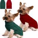 Lorehelina 2 Pack Dog Sweaters for Small Dogs Winter Turtleneck Pullover Cable Knit Fleece Stretch Puppy Doggie Chihuahua Toy Poodle Yorkie Pomeranian Boy Girl Pet Clothes (S, Red & Green)