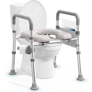 Heavy Duty Raised Toilet Seat with Handles for Senior, 400 lbs
Adjustable Height & Width, Aluminum Reinforced Frame, Padded Seat, Handicap Elevated Toilet Seat Riser, Fit Most Toilets