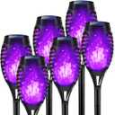 Purple Solar Halloween Lights for Halloween Decorations Outdoor, Solar Torch Lights Flickering Flame for Yard Decorations Outdoor, Waterproof LED Torch Light for Garden Pathway Party Outside Decor
, Led Solar Torch Light,48Ft,Halloween Decorations,Purple