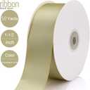 2 x 1.5 Inch Champagne Polyester Ribbon - 50 Yards Bulk Spool for Gift Wrapping, Wedding Decor, Bows, Crafts - Soft & Fray Resistant