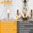 AMZASA Crystal Gold Chandelier, Glass Crystal Hanging Pendant Lighting, 5 Light French Country Gold Crystals Chandelier for Ceiling Medallions,Wedding,Dining,Kitchen, Foyer,Dia 20'' Golden