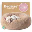 Bedsure Calming Dog Bed XL Size Dog - Donut Washable Medium Pet Bed, 30 inches Anti-Slip Round Fluffy Plush Faux Fur Cat Bed, Fits up to 45 lbs Pets, Camel