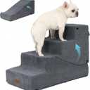 4-Step Dog Stair and Ramp for Small Dogs and Cats, Pet Steps for Bed with Non-Slip Bottom, Grey
