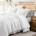 WDCOZY White Cloud Quilt Set Twin Size, Lightweight Soft Cross Stitch Bedspread, Farmhouse Rustic Country Coverlet, Spring Summer Thin Comforter, 2 Pieces, 2 Pillow Shams, 90x90 inches, Queen