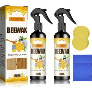 2 x 2Pcs ﻿Beeswax Wood Polish Spray, Deep Maintenance Furniture Bees Wax Essential Oil Wax for All Wood Furniture Polish and Cleaner.