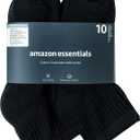 Amazon Essentials Women's Cushioned Cotton Ankle Socks, 10 Pairs, Black, 6-9