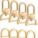 4pcs Detachable Snap Hook Swivel Clasp with 4pcs D-Rings Screw in Shackle for DIY Purse Strap Replacement (Gold,3/4 inch)