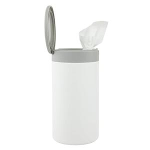 Spectrum Disinfecting Wipes Container Large White Refillable Stainless Steel Wipe Holder for Bathroom Kitchen, Classroom, Reuseable Push Button Wet Wipe Dispenser for Disinfect Cleaning Countertop