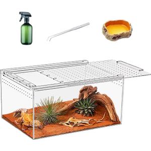 Reptile Terrarium kit,12"*7"*6" Reptile Breeding Box, Magnetic Acrylic Enclosure，for Tarantula，Hermit Crab，Jumping Spider，Iguana，Leopard Gecko，Bearded Dragon, Insect,Scorpions.(30*18*15 cm）