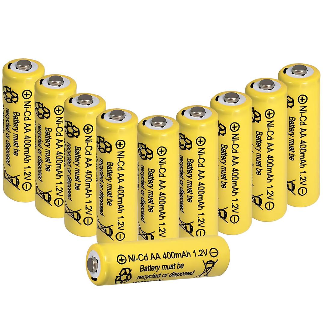 AA 400mAh 1.2V NiCd Rechargeable Solar Batteries for Outdoor Flower Bed Solar Lights Rope,Led String Lights,Yard Light,10 Packs