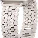 Minyee Compatible with Apple Watch Band  Women, Dressy Honeycomb Metal Strap Designer Gold Silver Link Bracelet Wristband for iWatch Series 10 9 8 7 6 5 4 3 Ultra SE, Size: 38/40/41/42mm(Serise 10)