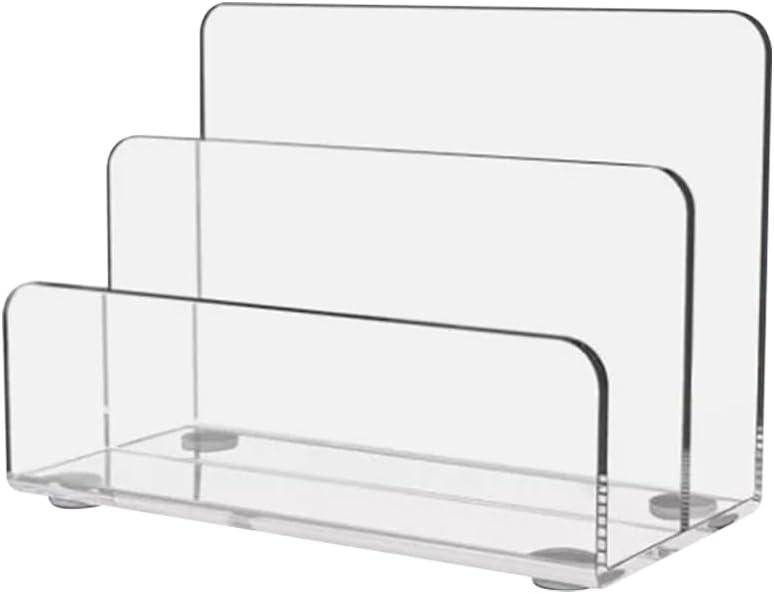 2 Section Clear Acrylic File Holder Desk Mail Organizer Envelope Letter Holder File Document Sorter Organizer Desktop Book Storage Stand Table Top Magazine Display Holder