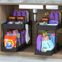 2 Pack Under Sink Organizer, 2 Tier Bathroom Cabinet Organizer with Sliding Basket, Multi-Purpose Under Sink Organizers and Storage for Bathroom Kitchen (Black 2 Pack)