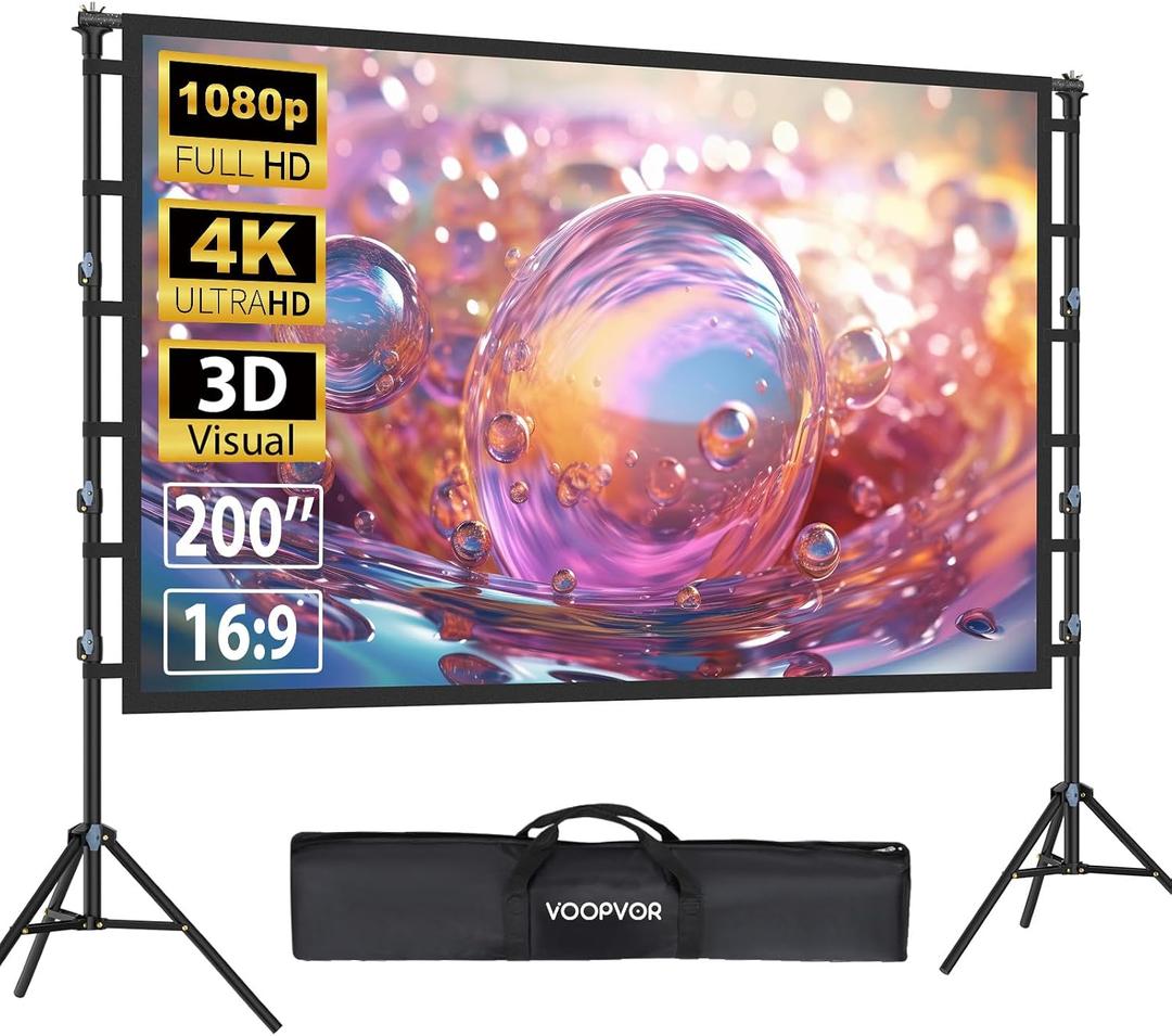 200 Inch Projector Screen with Stand, Portable Outdoor Movie Screen