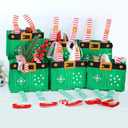 MSQ 6PCS Christmas Decorations Gift Bags Candy Bags Santa Pants Style Lovely Treat Bags Best for Wedding Holiday New Year Small Size, Green