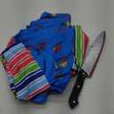 5 Sizes Adult Halloween Costume Chucky Costume for Men Women Long Sleeve Overalls Prop Knife Toy Scar Tattoos M 