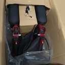 Medline Lightweight Foldable Transport Wheelchair with Handbrakes and 12-Inch Wheels, Red Frame, Black Upholstery