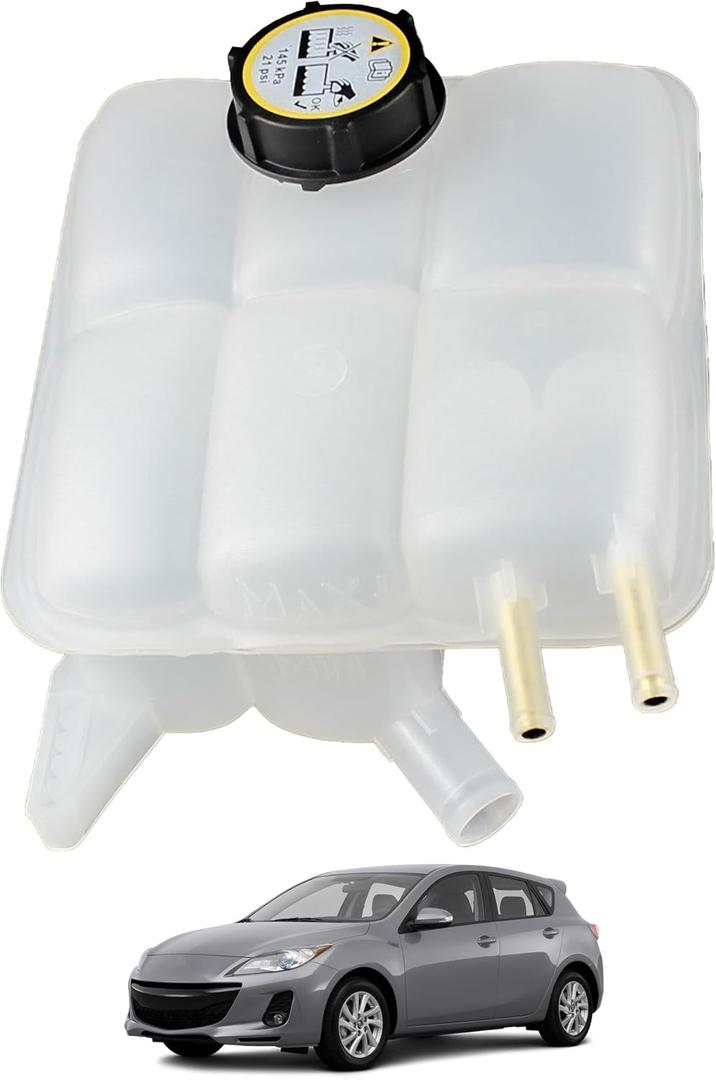 Front Engine Coolant Reservoir Tank with Cap Compatible with 2004-2013 Mazda 3, 2009-2013 Mazda 3 Sport, Coolant Tank Replaces LF5015350 5M5H8K218AA