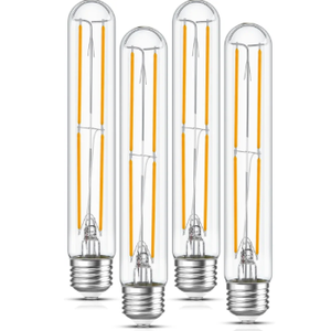 Tubular Light Bulb 7.3 Inch Dimmable T10 LED Bulb E26 6W 60 Watts Edison Bulbs 2700K Solf White,185mm Long for Wall Sconces, Pendant, Livingroom, 4-Pack