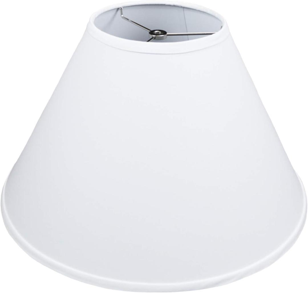 FenchelShades.com Lampshade 7" Top Diameter x 18" Bottom Diameter x 12" Slant Height with Washer (Spider) Attachment for Lamps with a Harp (White)