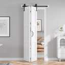FREDBECK 36X84 Bifold Barn Door White with Hardware, Water-Proof PVC Surface,Assembly Required