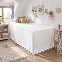 Tenceur Scalloped Twin XL Dorm Bed Skirt, Extra Long 32" Drop, White Pleated Bed Skirt, Microfiber Dust Ruffle for College Dorm Room, Easy Fit and Washable