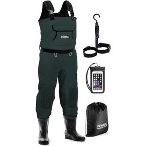 Foxelli Chest Waders, Waterproof 4mm Neoprene Hunting & Fishing Waders for Men & Women with Boots (11, Green)