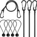 Bungee Cords with Hooks  4 Pack 24" Heavy Duty Bungee Straps with Carabiner + 4 Ball Bungee Cords 8", for Kayak, Paddle Board, Truck, Camping, Garage,Camping Accessories  Max Load 78 lbs