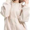 Zip Up Hoodies with Eye Mask & Multi Pockets Unisex Sweatshirts Casual Jackets Comfy Outfits Airplane Mode Hoodie (Beige, L)