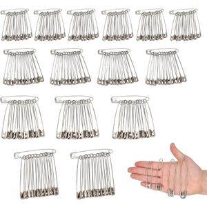Crafare 180 Pack 2.16-3.34 inch Large Safety Pins Bulk 4 Assorted Sizes of Rust-Resistant Nickel Plated Steel Sharp Edge for Clothes, Sewing, Arts & Craft