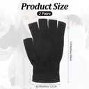 2 Pairs Knit Warm Fingerless Gloves for Men Women, Stretch Half Finger Gloves for Cold Weather, Half Finger Typing Glove, Winter Warm Knitted Mittens for Women Men (One size, Black)