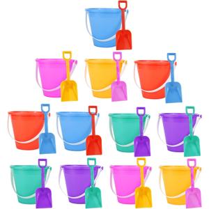 Holady 12 Pack 5'' Inch Sand Beach Buckets Pail with Beach Shovels,Sand Bucket Water Bucket for Beach Fun Great Summer Party Accessory