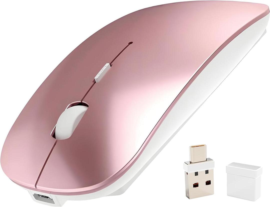 Wireless USB C Mouse for MacBook air MacBook pro,Bluetooth Wireless Mouse for Laptop/PC/Mac/iPad pro/Computer (Rose Gold)