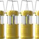 Lichamp LED Camping Lantern, 4 Pack Battery Powered Flashlight for Power Outages, Portable Collapsible Hanging Light Essential for Home, Outdoor, Emergency Lamp Survival Kit Gear for Hurricane, Yellow
