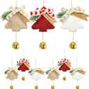 MrMrKura Gold Jingle Bells Christmas Tree Decorations Indoor Outdoor, Plush Pendant Hanging Christmas Ornaments Set of 9, Gifts for Home Decor Holiday Party (9)
