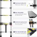 MGENLONG 6.6 FT Extension Ladders, Lightweight Collapsible Ladders, Aluminum Telescoping Ladders for Home, Folding Telescoping Ladder for RV, Attic, Daily Use at Home, Capacity 330 lbs