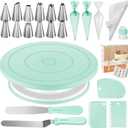 Kootek 71PCs Cake Decorating Kit, Baking Supplies Tools - Includes Cake Stand Turntable, 12 Icing Piping Tips Set, 2 Frosting Spatulas, 3 Scrapers, 50+2 Piping Bags, Coupler, Video Tutorial, Booklet