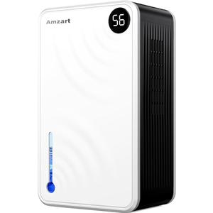 Amzart Dehumidifier (980 sq.ft), 118 oz Dehumidifier with Drain Hose, Humidity Display, Auto Shut Off, Quiet Dehumidifier Wtih Sleep Mode for Home, Timing Setting Dehumidifier, White