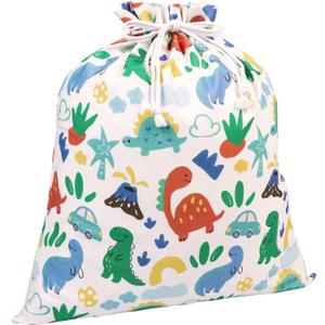 Baby Boy Gift Bags, Extra Large 24"x 20" | Premium Canvas Drawstring Gift Bags | Reusable Fabric | Perfect for Baby Showers, Birthday Parties | Dinosaur
